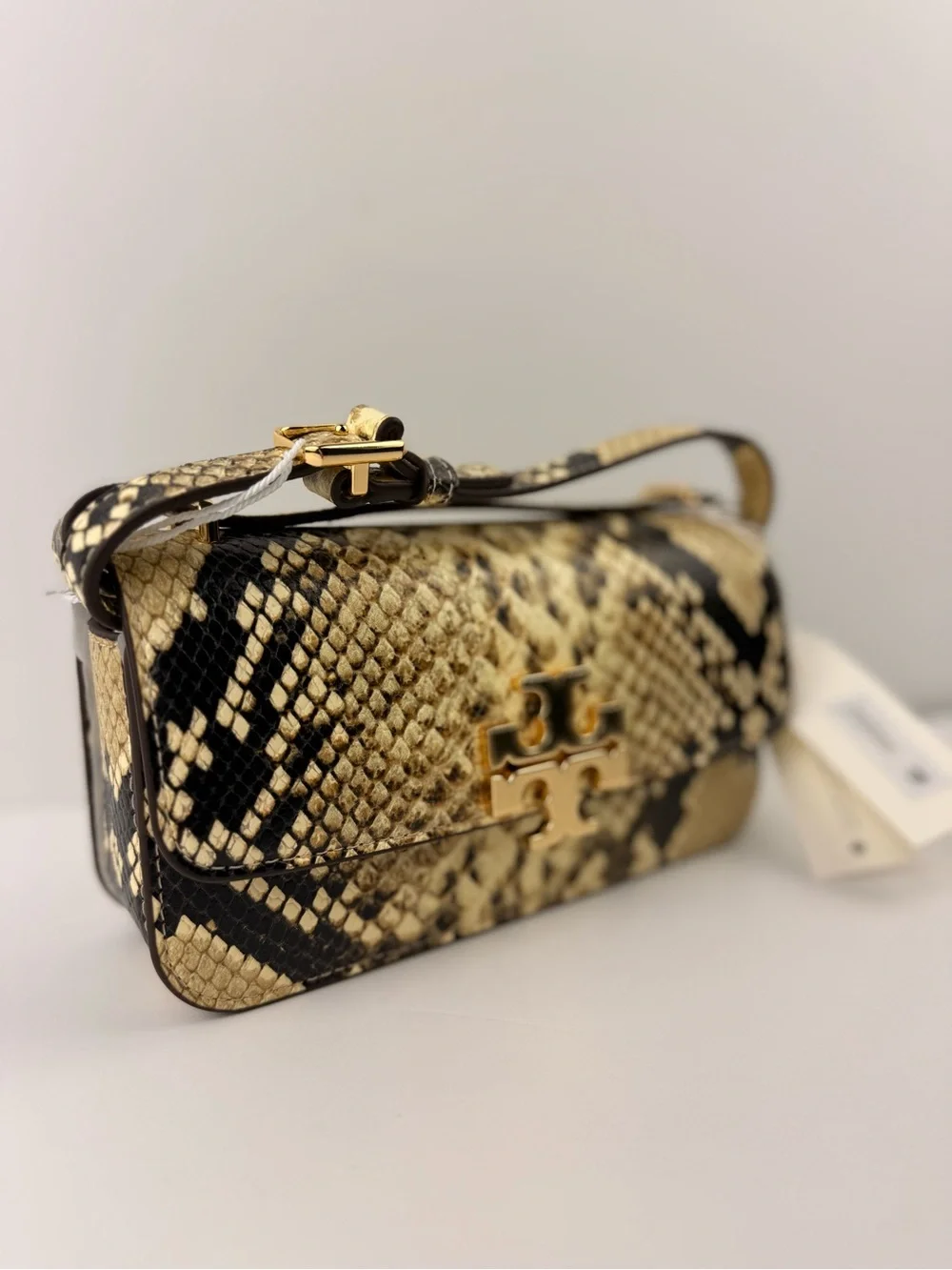$598 Tory Burch Eleanor Exotic E/W Small Convertible Shoulder Bag